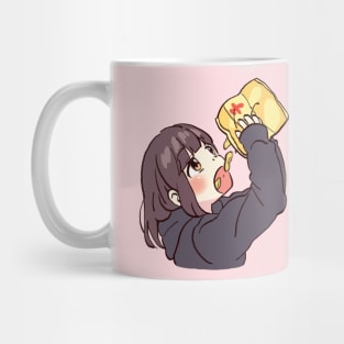 I draw cute anime girl eating chips / Menhera Shoujo Kurumi-chan Mug